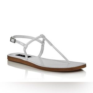 Nib AQUA Zen Patent Slingback Flat Sandals in White